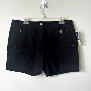 MICHAEL Michael Kors Shorts Size 12 Twill NWT Black Chino Mid-Rise MK 5" Inseam